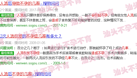 汕头人流导致不孕的几*