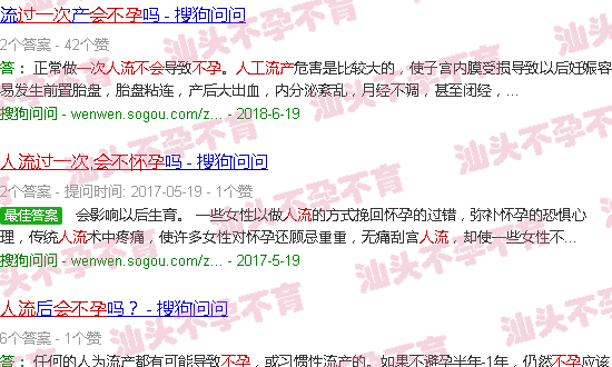 汕头人流过一次会不会不孕