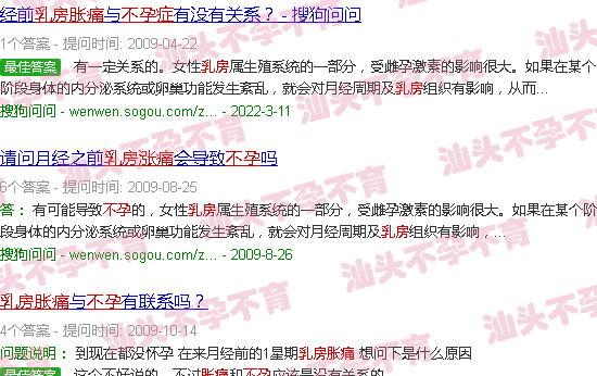 汕头乳房涨痛不孕