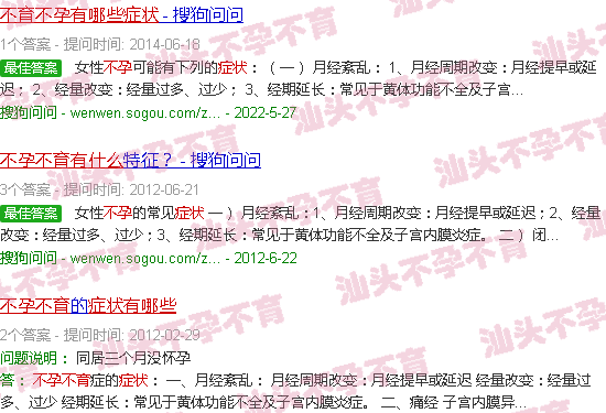 汕头不孕不育有什么症状